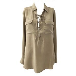 Equipment Ecru Femme Knox Silk Lace Up Blouse